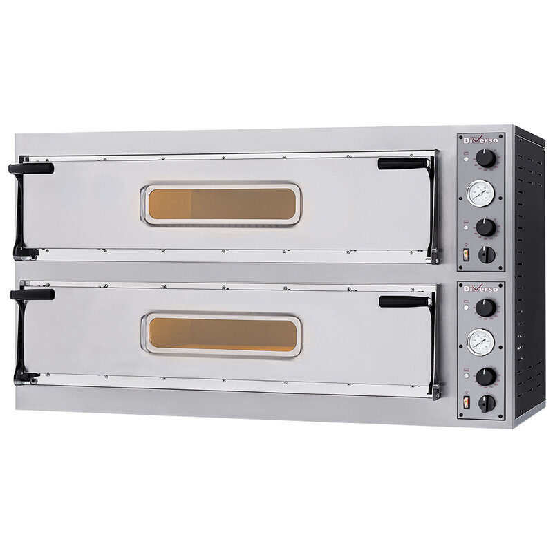 Elektrische Oven 2x 3 Pizza's Diam. 350mm, 2 Kamers