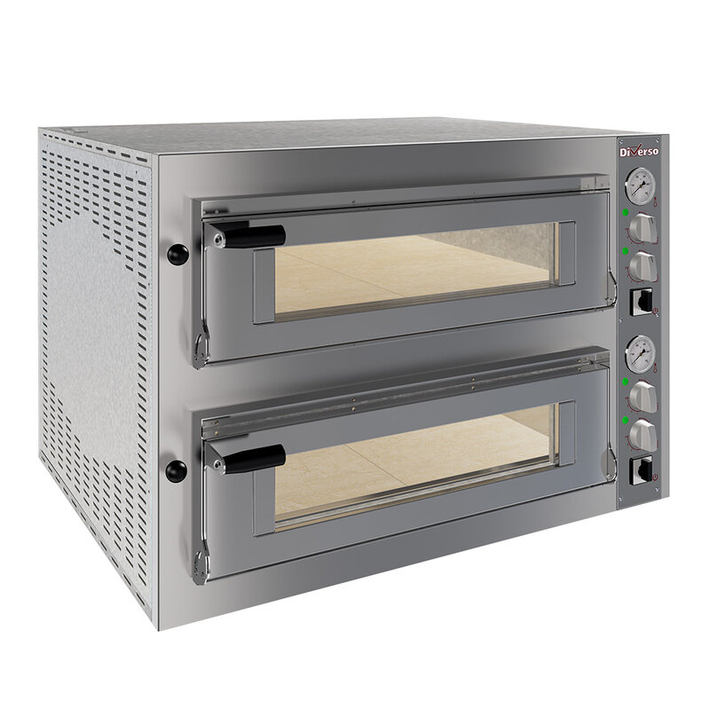 Elektrische Oven 2x 4 Pizza's Diam.350mm, 2 Kamers
