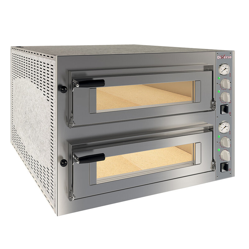 Elektrische Oven 2x 6 Pizza's Diam.350mm, 2 Kamers