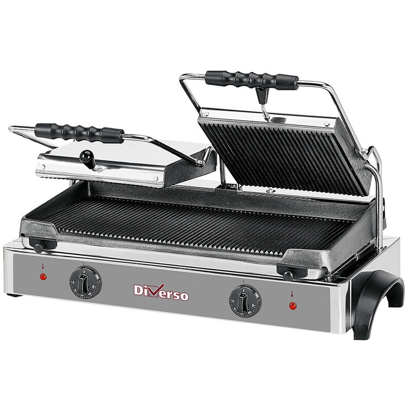 Elektrische Panini Grill Dubbel, Geribde Platen