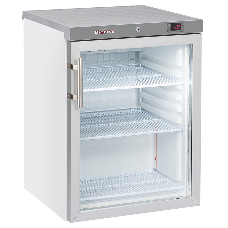 Koelkast Geventileerd, Glazen Deur, 200 Liter - Wit