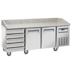 Koeltafel Voor Pizzeria, 2 Deuren EN 600x400, 5 Neutrale Laden EN 600x400, op Wielen, 2 Met Remmen