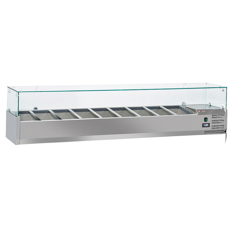 Gekoelde Opzetstructuur 9x Gn1/3 - 150 Mm, Met Glasopbouw