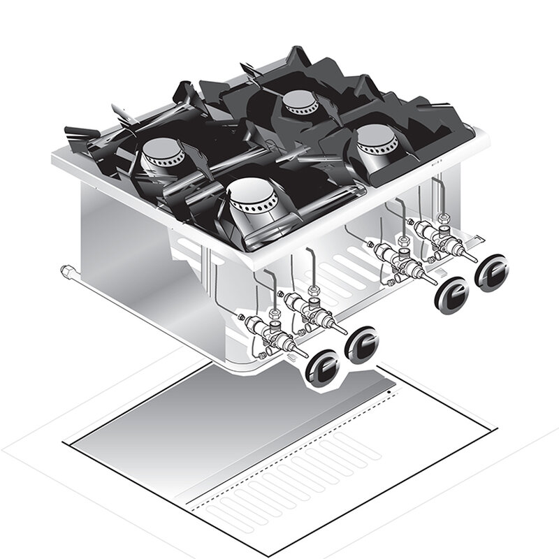 Gastro-inox Mareno Drop-in Kooktoestel 4 Branders, 60cm