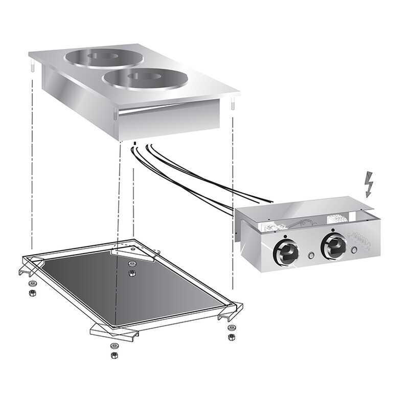Gastro-inox Mareno Drop-in Elektrische Kookplaat , 40 Cm, 2 Plaats, Met Aansluitblok