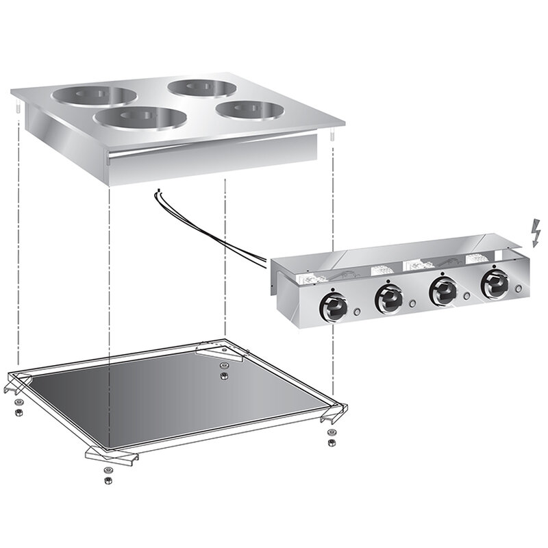 Gastro-inox Mareno Drop-in Elektrische Kookplaat, 60 Cm, 4 Plaats, Met Aansluitblok