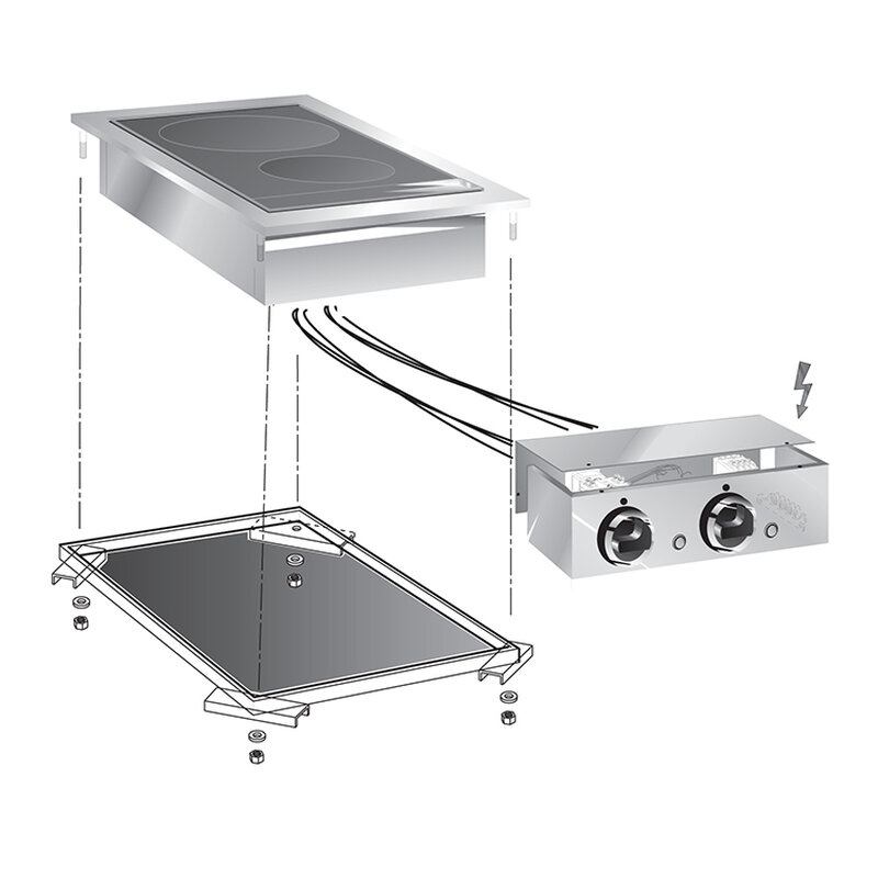 Gastro-inox Mareno Drop-in Elektrische Keramische Kookplaat, 40 cm 2 Zones, Met Aansluitblok
