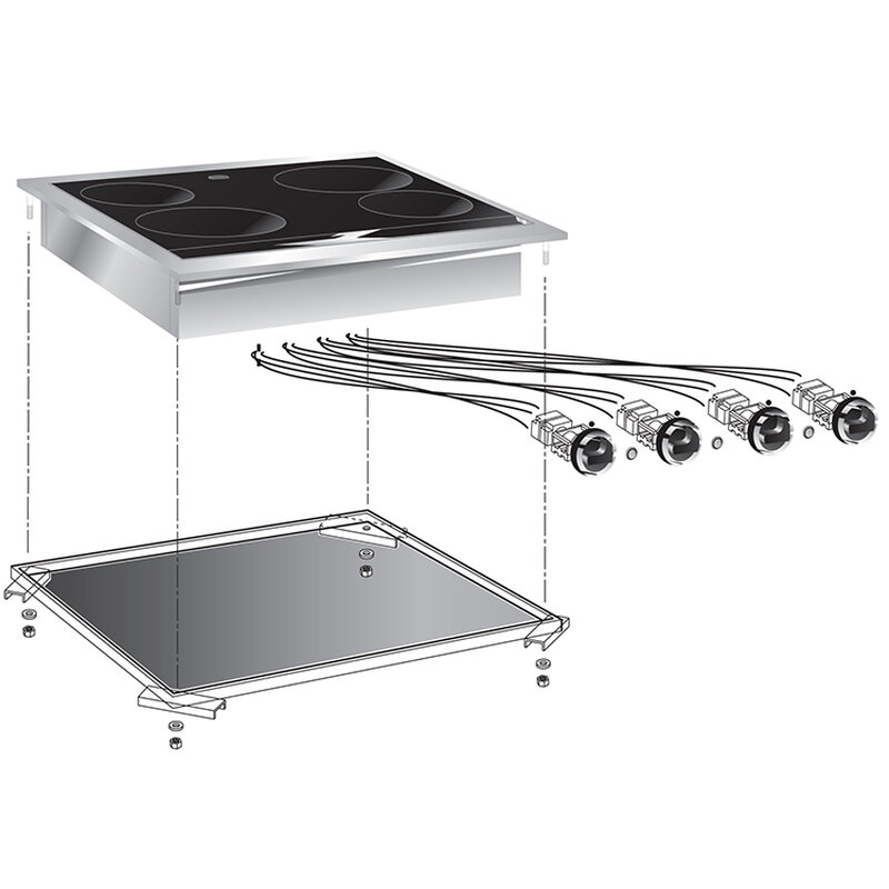 Gastro-inox Mareno Drop-in Elektrische Kermamische Kookplaten, 60 Cm, 4 Zones