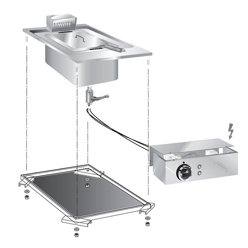 Gastro-inox Mareno Drop-in Friteuse 10 Liter, 40 cm 5kw, Met Aansluitblok