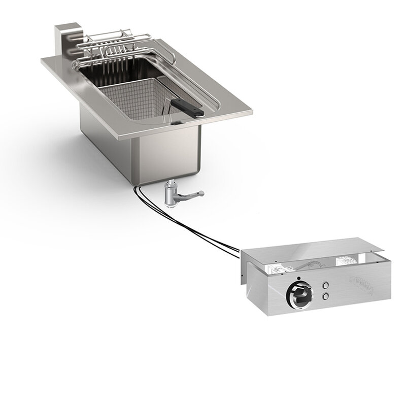 Gastro-inox Mareno Drop-in Friteuse 10 Liter, 40 cm 7,5kw, Met Aansluitblok