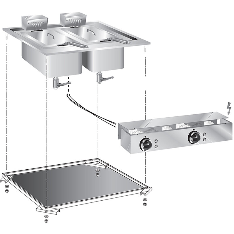 Gastro-inox Mareno Drop-in Friteuse 10+10 Liter, 60 cm 10kw, Met Aansluitblok