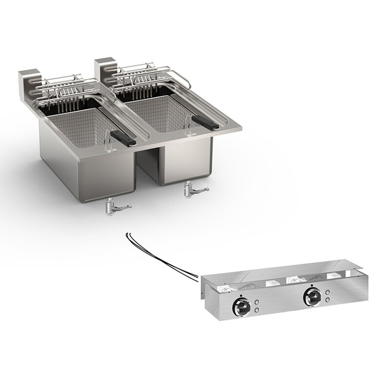Gastro-inox Mareno Drop-in Friteuse 10+10 Liter, 60cm 15kw, Met Aansluitblok