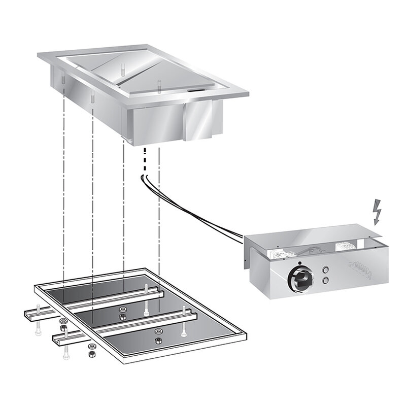 Gastro-inox Mareno Drop-in Bakplaat 40 Cm, Verchroomd Bakoppervlak, Met Aansluitblok