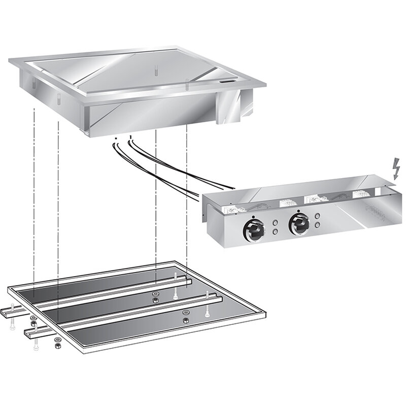 Gastro-inox Mareno Drop-in Bakplaat 60 Cm, Roestvrijstaal Bakoppervlak, Met Aansluitblok