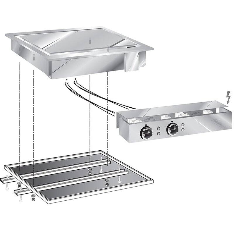 Gastro-inox Mareno Drop-in Bakplaat 60 Cm, Verchroomd Bakoppervlak, Met Aansluitblok
