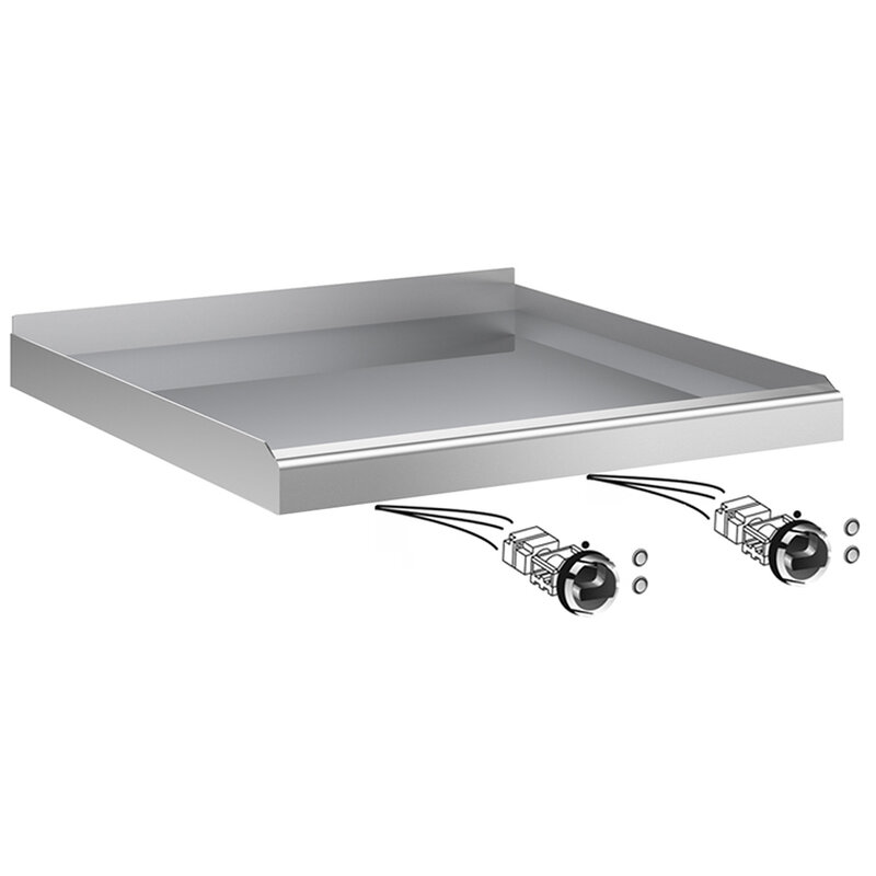 Gastro-inox Mareno Drop-in Bakplaat 60cm, Roestvrijstaal Bakoppervlak 1/2 Glad-1/2 Geribbeld