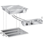 Gastro-inox Mareno Drop-in Bakplaat 60cm, Rvs Bakoppervlak 1/2 Glad-1/2 Geribbeld, Met Aansluitblok