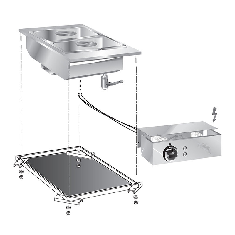 Gastro-inox Mareno Drop-in Bainmarie 40 cm Met Aansluitblok