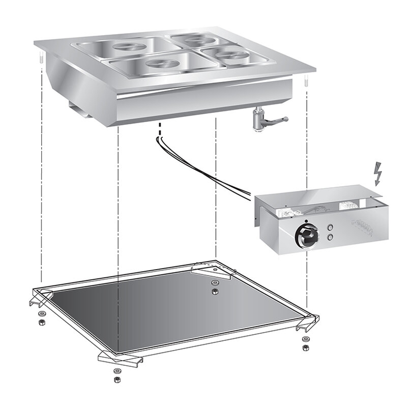 Gastro-inox Mareno Drop-in Bainmarie 60 cm Met Aansluitblok
