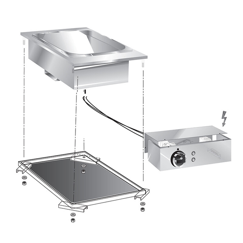 Gastro-inox Mareno Drop-in Frites Warmhoudapparaat 40cm Met Aansluitblok