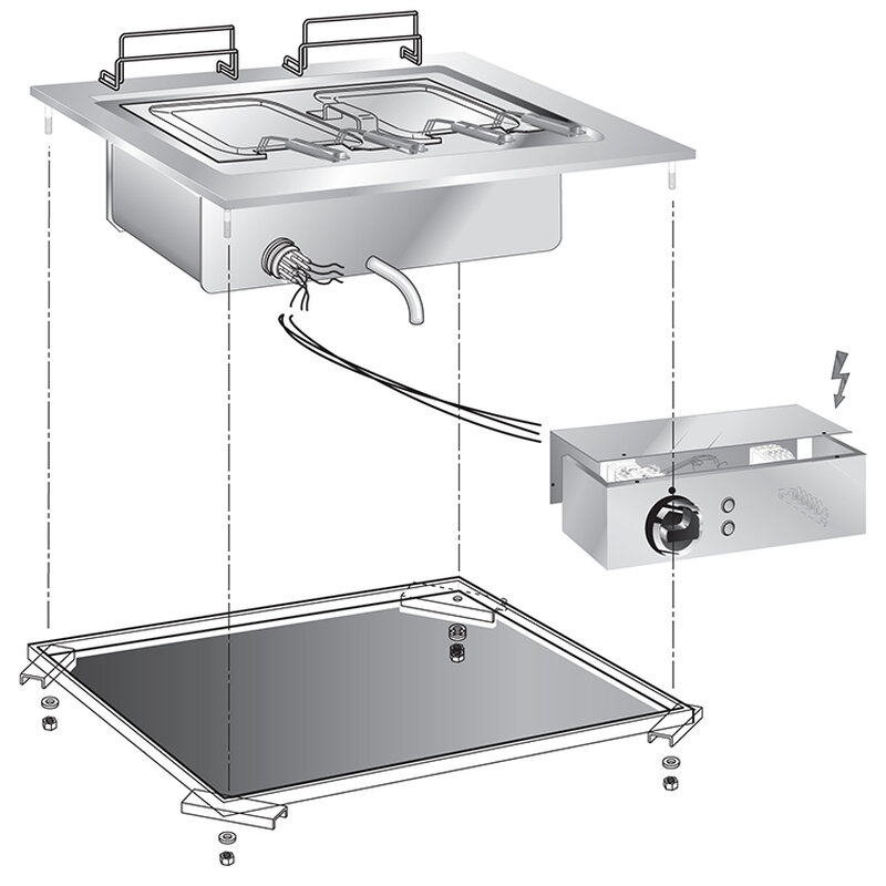 Gastro-inox Mareno Drop-in Pastakoker Drop-in 60cm Met Aansluitblok