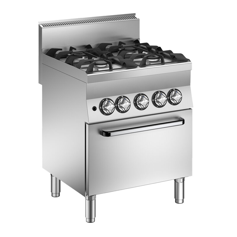 Gastro-inox Mareno M1-600 Gasfornuis Met 4 Branders en Gasoven, 70cm