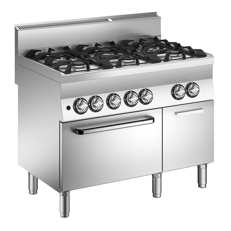 Gastro-inox Mareno M1-600 Gasfornuis Met 6 Branders en Gasoven, 120cm