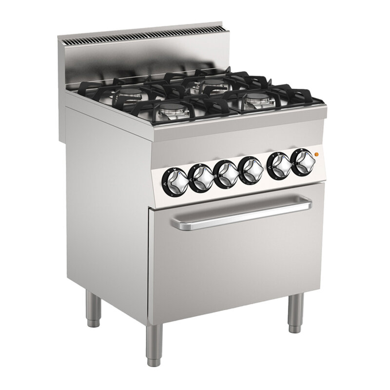 Gastro-inox Mareno M1-600 Gasfornuis Met 4 Branders en Elektrische Oven, 70cm