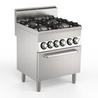 Gastro-inox Mareno M1-600 Gasfornuis Met 4 x 6kw Branders en Elektrische Oven, 70cm