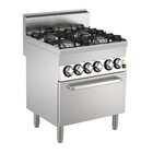Gastro-inox Mareno M1-600 Gasfornuis Met 4 Branders en Elektrische Heteluchtoven, 70cm