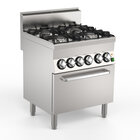 Gastro-inox Mareno M1-600 Gasfornuis Met 4 x 6kw Branders en Elektrische Heteluchtoven, 70cm