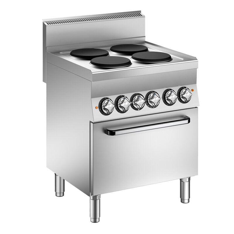 Gastro-inox Mareno M1-600 Elektrisch Kooktoestel Met 4 Kookplaten en Elektrische Oven, 70cm