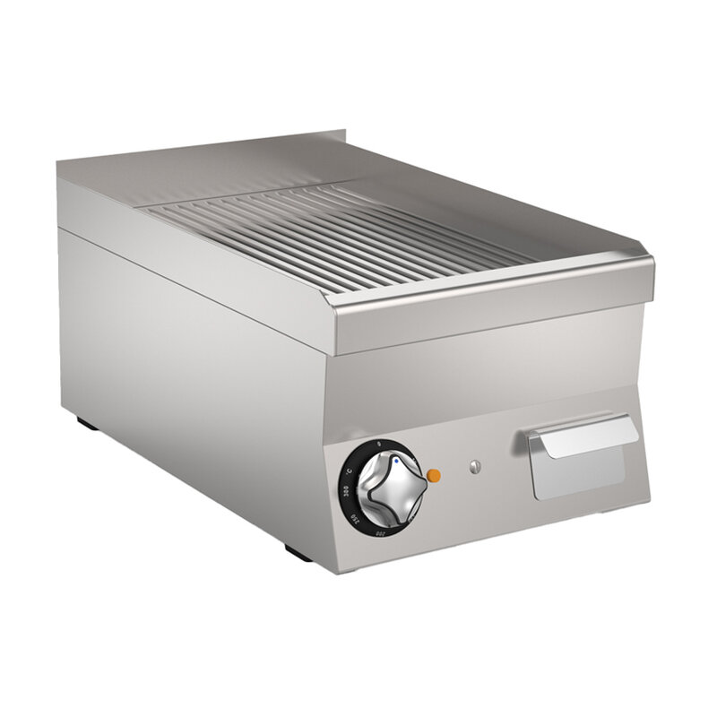 Gastro-inox Mareno M1-600 Elektrische Bakplaat Met Geribbelde Roestvrijstalen Plaat, 40cm