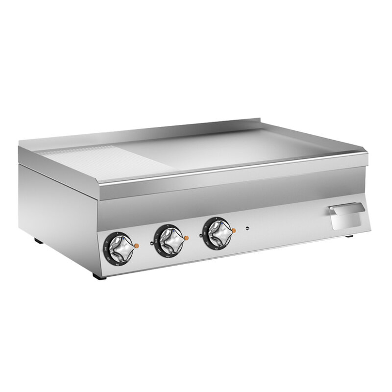 Gastro-inox Mareno M1-600 Elektrische Bakplaat Met 2/3 Gladde/1/3 Geribbelde Roestvrijstalen Plaat, 100cm
