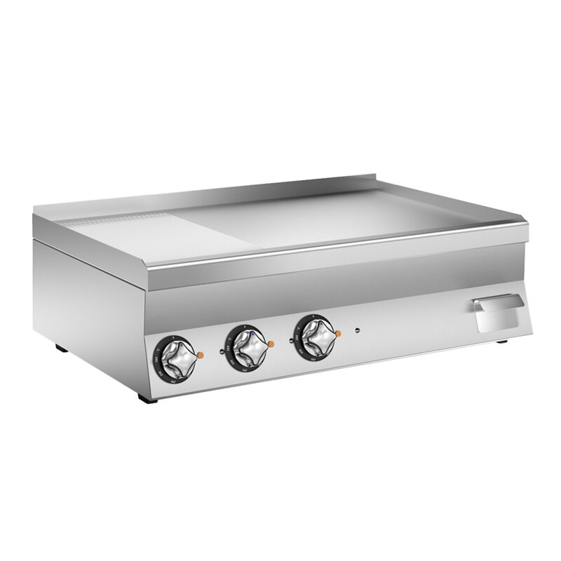 Gastro-inox Mareno M1-600 Elektrische Bakplaat Met 2/3 Gladde/1/3 Geribbelde Verchroomde Plaat, 100cm