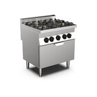 Gastro-inox Mareno M0-700 Line Gasfornuis, 4 Branders en GN 2/1 Gasoven, 80cm