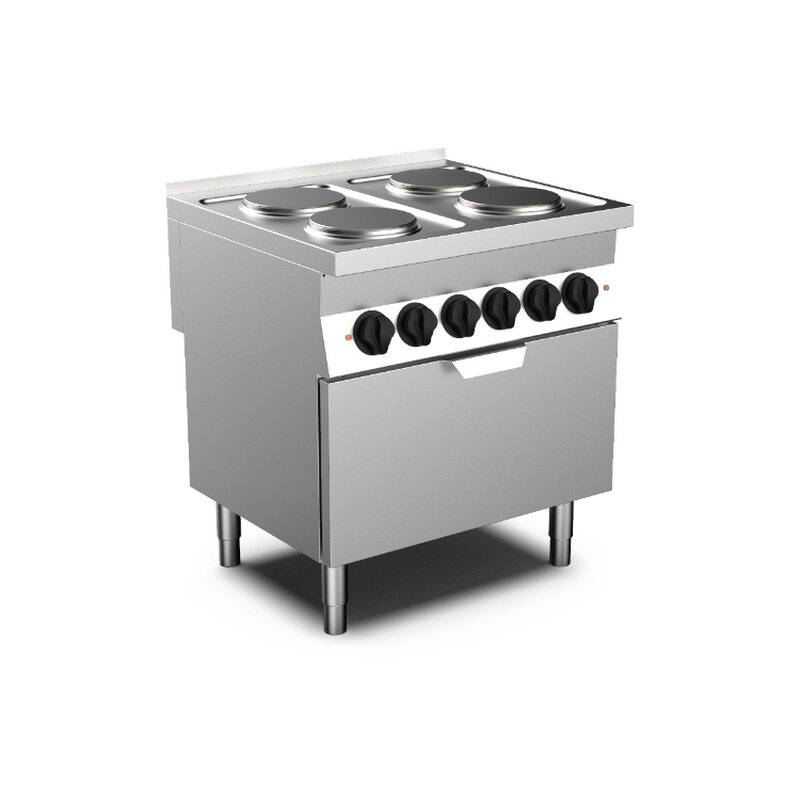 Gastro-inox Mareno M0-700 Line Kooktoestel 4 Ronde Kookplaten en Elektrische Oven, 80cm