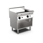 Gastro-inox Mareno M0-700 Line Gasbakplaat Met 2/3 Gladde en 1/3 Geribbelde Verchroomde Plaat, 80cm