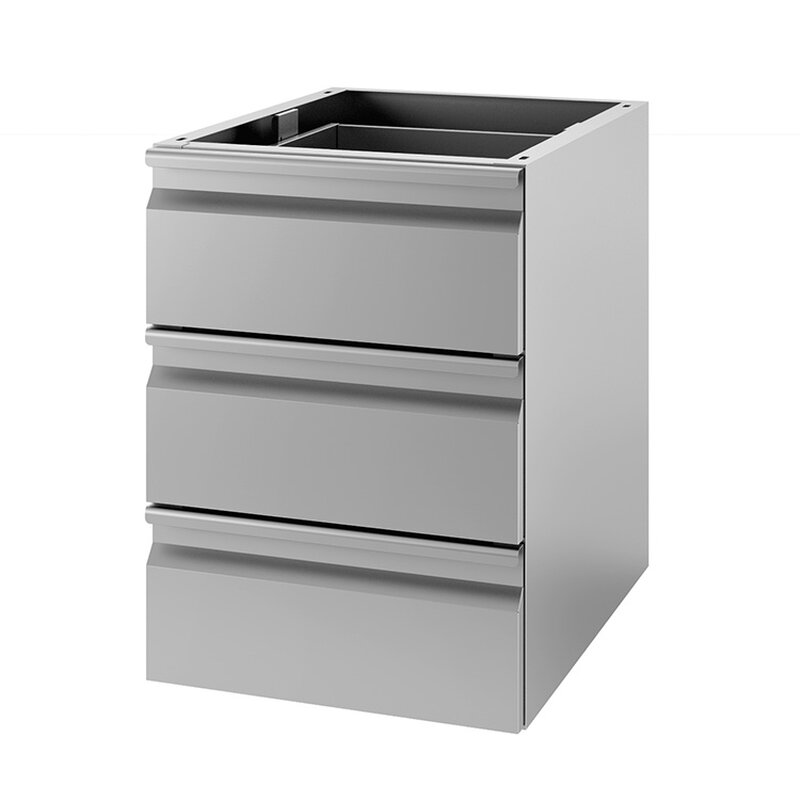 Gastro-inox Ladeblok Met 3 Laden Voor Onderbouw Van Roestvrijstaal, 580mm Diep