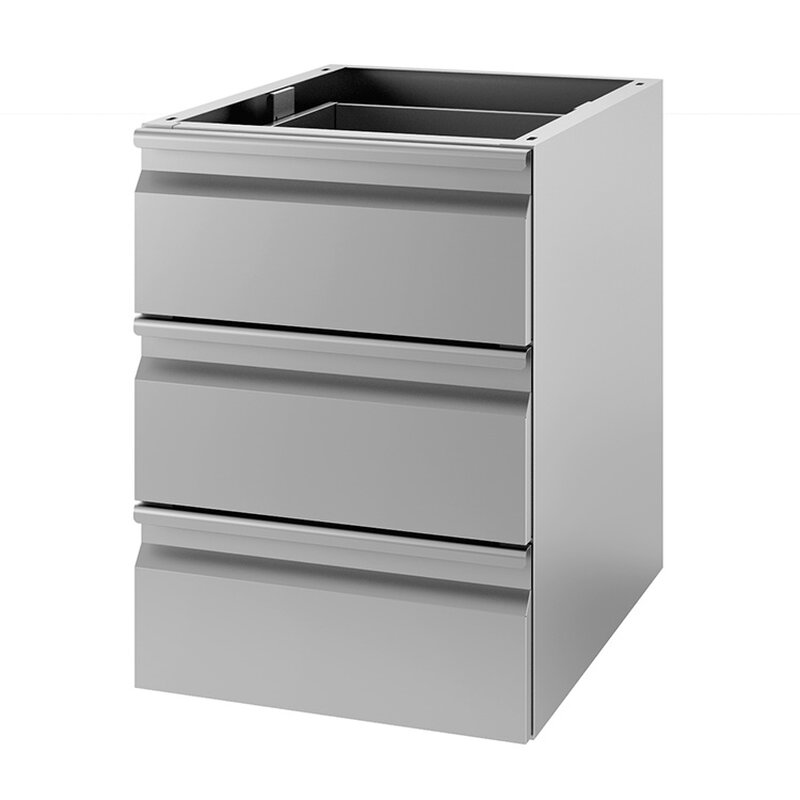 Gastro-inox Ladeblok Met 3 Laden Voor Onderbouw Van Roestvrijstaal, 680mm Diep