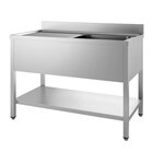 Gastro-inox Spoelwerktafel Van Roestvrijstaal Aisi 304 Met Spoelbak R en Onderblad, 1400(l)x600(d)x880(h)mm