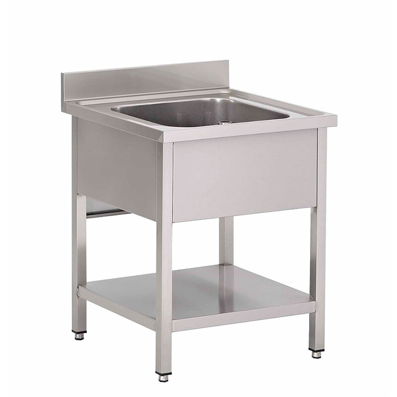 Gastro-inox Spoeltafel Met 1 Spoelbak en Onderblad Van Roestvrijstaal Aisi 304, 700(l))mm