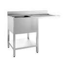 Gastro-inox Spoeltafel Met Spoelbak L, Onderblad en Ruimte Voor Vaatwasser Van Rvs Aisi 304, 1200(l)mm