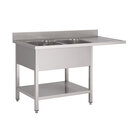 Gastro-inox Spoeltafel Met 2 Spoelbakken L, Onderblad en Ruimte Voor Vaatwasser Van Rvs Aisi 304, 1600(l)mm