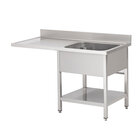 Gastro-inox Spoeltafel Met Spoelbak R, Onderblad en Ruimte Voor Vaatwasser Van Rvs Aisi 304, 1200(l)mm