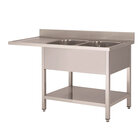 Gastro-inox Spoeltafel Met 2 Spoelbakken R, Onderblad en Ruimte Voor Vaatwasser, Van Rvs Aisi 304 1600(l)mm