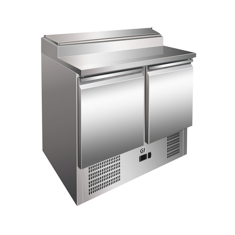 Gastro-inox Rvs Saladette Met 2 Deuren & 5x Gn1/6 Prepareer Unit, Geforceerd Gekoeld