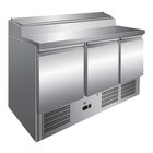 Gastro-inox Rvs Saladette Met 3 Deuren & 8x Gn1/6 Prepareer Unit, Geforceerd Gekoeld