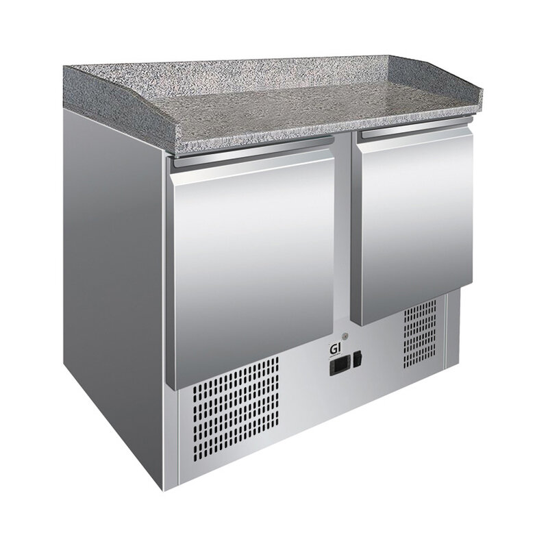 Gastro-inox Rvs Werkbank Met 2 Deuren & Marmer Werkblad, Geforceerd Gekoeld