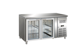 Gastro-inox Rvs GN Koelwerkbank Met 2 Glasdeuren, Geforceerd Gekoeld